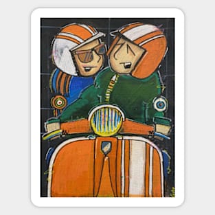 Retro Scooter, Classic Scooter, Scooterist, Scootering, Scooter Rider, Mod Art Sticker